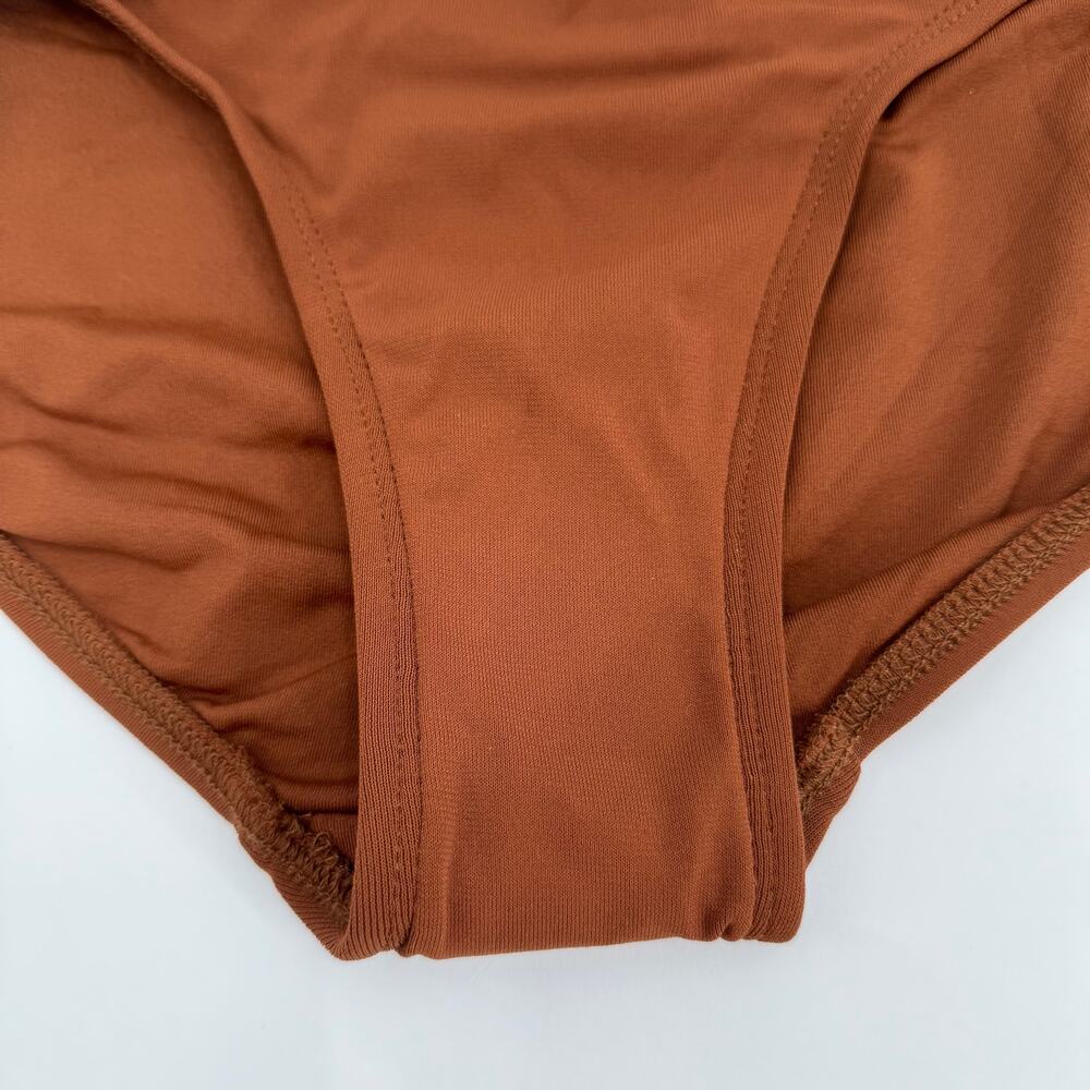 Robin Piccone Simone Twist Bikini Bottom Size Large NEW Stripe Swim Cocoa NWOT - Picture 11 of 13